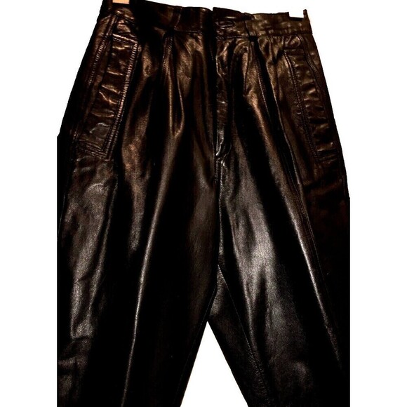 Toffs Leather Pleated Pants, Ultra High Waist, Quality, 25 inch - Picture 7 of 12